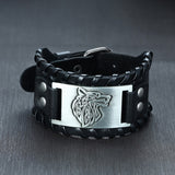 26mm Wide Bracelets for Men Viking Icon Nordic Rune Hammer Wristband Black Brown Punk Rock Vintage Jewelry