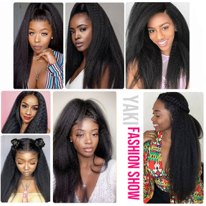 Kinky Straight Wig 13x4 Lace Front Human Hair Wigs Pre Plucked Yaki Straight Lace Frontal Wigs 4x4 Lace Closure Wig