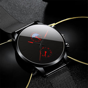 2022 Luxury Mens Watches Black Stainless Steel Mesh Belt Quartz Wrist Watch Men Business Casual Leather Watch