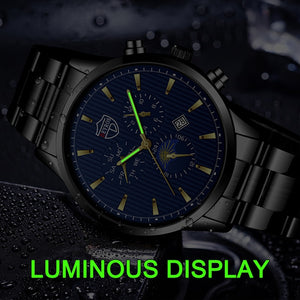 Luxury Business Men Watches Stainless Steel Quartz Wristwatch Male Sport Leather Watch Calendar Luminous Clock