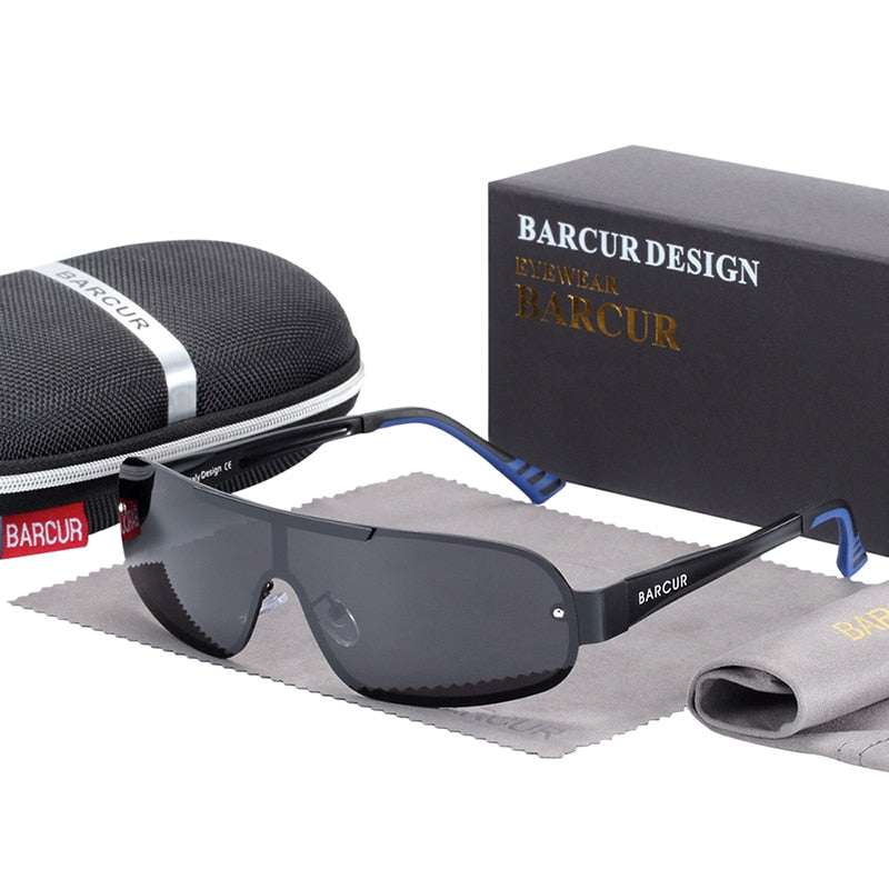 BARCUR Aluminum Magnesium Men Sunglasses Pilot Driving Narrow Polarized Lens Man Sun Glass