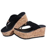 Women Wedges Sandals, Summer Casual Muffin Slip on, Platform Flip Flops Ladies Sandals .Peep Toe