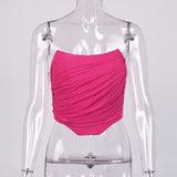 Women Sleeveless, Strapless Bustier Corset, Crop Tops, Female Mesh Backless , Tops Zipper