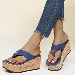 Women Wedges Sandals, Summer Casual Muffin Slip on, Platform Flip Flops Ladies Sandals .Peep Toe