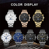 Luxury Business Men Watches Stainless Steel Quartz Wristwatch Male Sport Leather Watch Calendar Luminous Clock