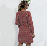 Autumn Winter Asymmetrical Dress Women Casual Full Sleeve Slim Leopard Bandage Print Short Dress 2022 New