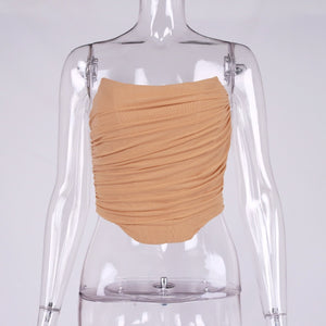 Women Sleeveless, Strapless Bustier Corset, Crop Tops, Female Mesh Backless , Tops Zipper