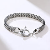 Stylish Men’s Stainless Steel Double Franco Chain Bracelet with Toggle Clasp Accessory