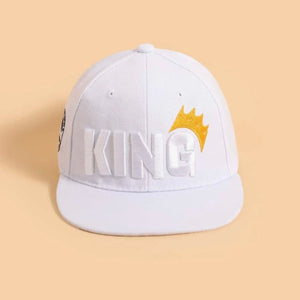 King Printed White Denim Cap