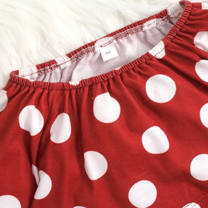 Polka dot top and flare pants