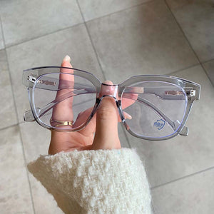 53179 Retro Simple Large Frame Anti-Blue Light Glasses Square Brand Men Women Solid Color Prescription Frame