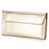 Genuine Leather Wallet Women Fashion Money Bag with Magnetic Buckle Long Wallet Pocket Handbag Leather Card Holder for Women