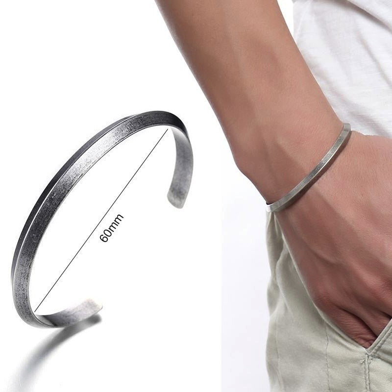 Vintage Wheat Twisted Bracelet for Men, Antiqued Stainless Steel Minimalistic Cuff Bangle Jewelry,Gift toHis Father Male