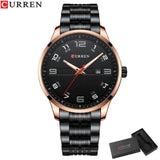 CURREN Business Men Luxury Watches Stainless Steel Quartz Wrsitwatches Male Auto Date Clock with Luminous Hands