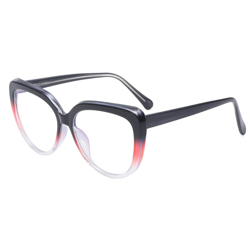 55158 Cat Eyes Retro Optical Glasses Frame Women Round Oversized Eyeglasses Frames TR90 Spectacles Clear Lenses Glasses