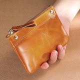 New 2023 Oil Wax Leather Fashion Women&#39;s Coin Purse Riveted Fashion Genuine Leather Purses