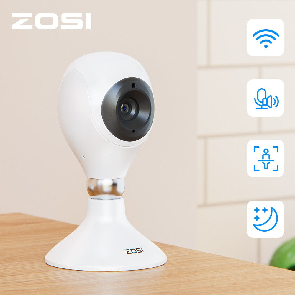 Home Security Camera ZOSI 2K Indoor WiFi ,with 2-Way Audio,Cloud & amp; SD Card Storage, 3MP 1080P Smart Baby Monitor Pet Dog Camera