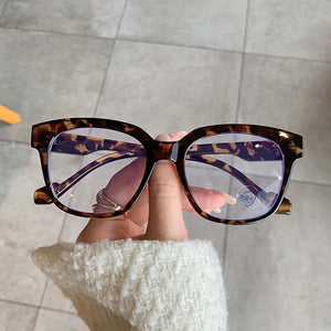 53179 Retro Simple Large Frame Anti-Blue Light Glasses Square Brand Men Women Solid Color Prescription Frame