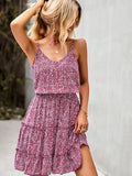 Women Elegant Slip Dresses Summer Halter Neck Sleeveless Printed Loose Short Dress For Fashion