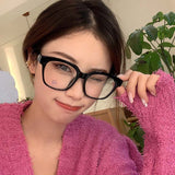 53179 Retro Simple Large Frame Anti-Blue Light Glasses Square Brand Men Women Solid Color Prescription Frame