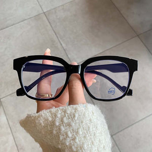 53179 Retro Simple Large Frame Anti-Blue Light Glasses Square Brand Men Women Solid Color Prescription Frame