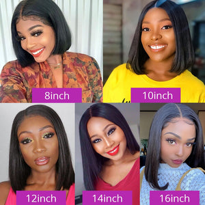 Bone Straight Bob Wig 13x4 Lace Front Human Hair Wigs, Brazilian Short Bob Wig Pre Plucked Straight Human Hair Lace Frontal Wigs