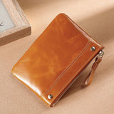 New 2023 Oil Wax Leather Fashion Women&#39;s Coin Purse Riveted Fashion Genuine Leather Purses