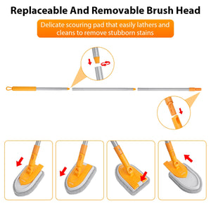 Bathtub Scrubber ,Tile Bathtub, Scrub Brush 2 PCS Sponge Brush Extendable Handle Sponge Scrubbing Bathroom Shower