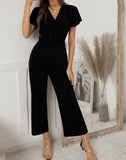 Women 2021 New Spring Summer Jumpsuit Short Sleeve V Neck Sexy One Piece Pants For Ladies Causal Fashion High Waist Jumpsuits