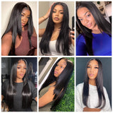 Layered Cut Straight Lace Front Wigs Free Part Brazilian Layered Human Hair Wigs for Women Pre Plucked Baby Hair Natural Black