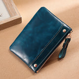 New 2023 Oil Wax Leather Fashion Women&#39;s Coin Purse Riveted Fashion Genuine Leather Purses