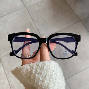 53179 Retro Simple Large Frame Anti-Blue Light Glasses Square Brand Men Women Solid Color Prescription Frame