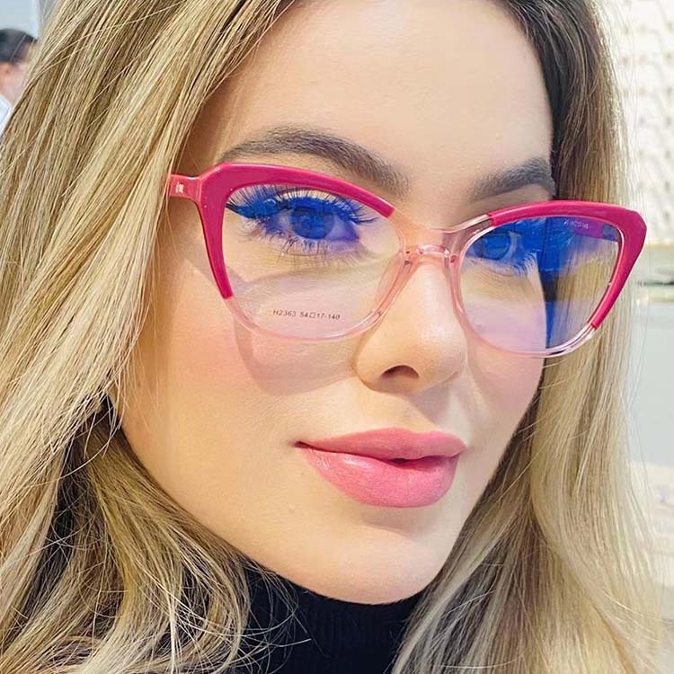 54571 Fashion Brand Simple Cat Eye Ladies Large Frame Anti-Blue Light Frame Tr90 Material Computer Literature Glasses