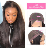 Kinky Straight Wig 13x4 Lace Front Human Hair Wigs Pre Plucked Yaki Straight Lace Frontal Wigs 4x4 Lace Closure Wig