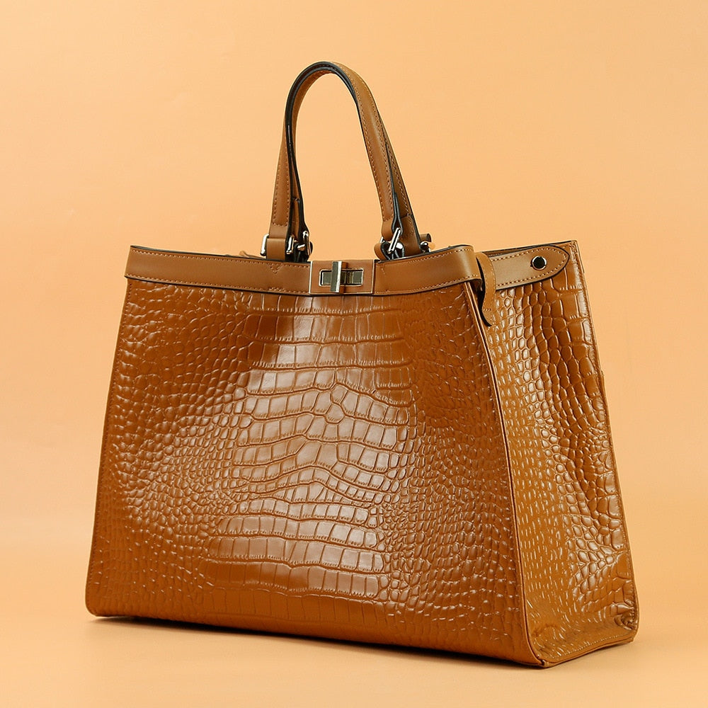 First Layer Cowhide Handbag Large Capacity Fashion Tote Bag Single Shoulder Diagonal Leather