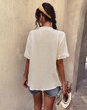 Summer Single Breasted Blouses Women Cotton 2022 New Short Sleeve Loose O Neck Fashion Sexy Shirt Top Casual