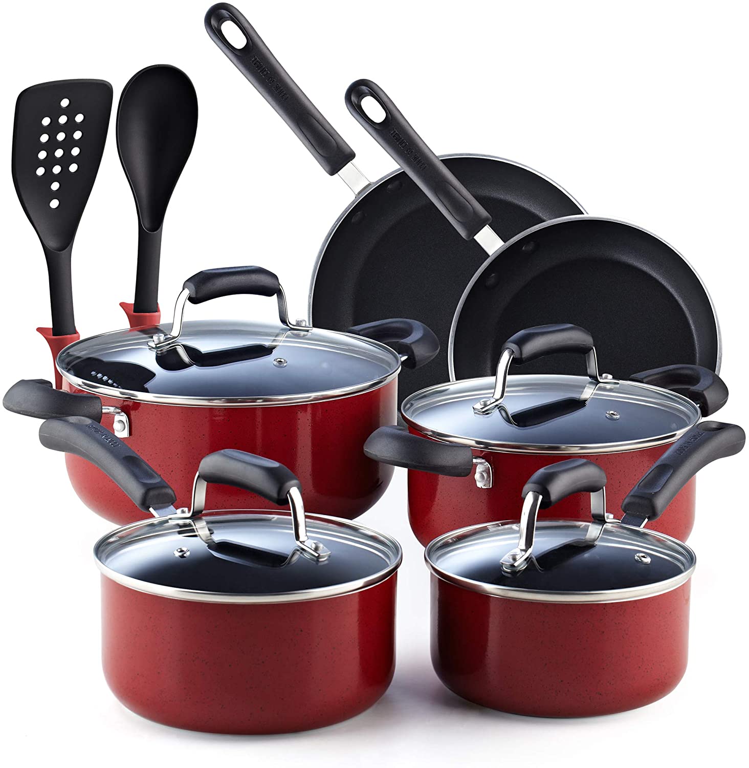 12-Piece Nonstick Stay Cool Handle Cookware Set, Turquoise