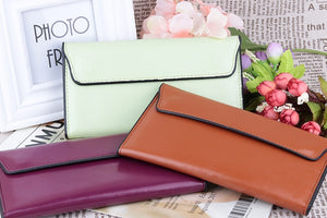 Genuine Leather Wallet Women Fashion Money Bag with Magnetic Buckle Long Wallet Pocket Handbag Leather Card Holder for Women