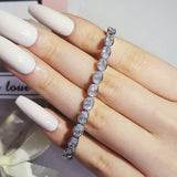 2023 New Luxury Oval Silver Color Bride Dubai Jewelry Set Ring Bracelet For Women Wedding Christmas Party Gift Wholesale J7242b