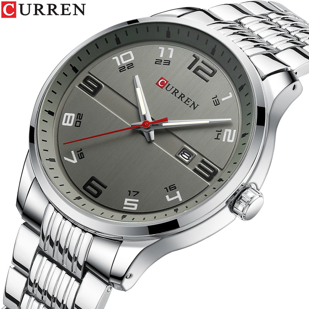 CURREN Business Men Luxury Watches Stainless Steel Quartz Wrsitwatches Male Auto Date Clock with Luminous Hands