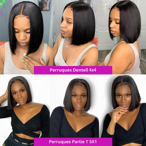 Bone Straight Bob Wig 13x4 Lace Front Human Hair Wigs, Brazilian Short Bob Wig Pre Plucked Straight Human Hair Lace Frontal Wigs