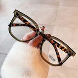 53179 Retro Simple Large Frame Anti-Blue Light Glasses Square Brand Men Women Solid Color Prescription Frame