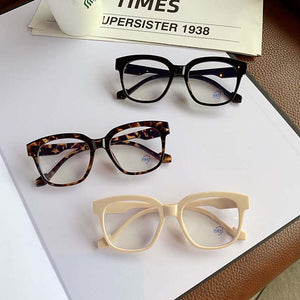 53179 Retro Simple Large Frame Anti-Blue Light Glasses Square Brand Men Women Solid Color Prescription Frame