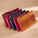 New 2023 Oil Wax Leather Fashion Women&#39;s Coin Purse Riveted Fashion Genuine Leather Purses