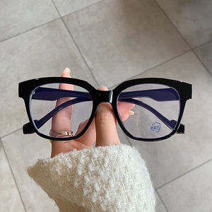 53179 Retro Simple Large Frame Anti-Blue Light Glasses Square Brand Men Women Solid Color Prescription Frame