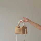 Straw Bag Female 2023 Vintage Pleated Color Bump Portable Square Bag Everything Diagonal Span Luxury Designer Purses And HandBag