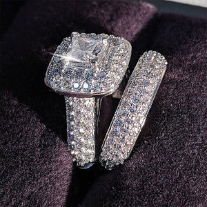 2023 New Luxury Quality Designer Silver Color Wedding Rings Set for Women Anniversary Gift Drop Shipping Wholesale Jewelry R4632