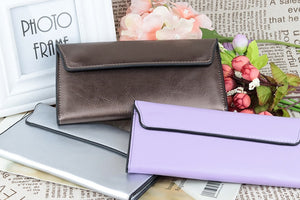 Genuine Leather Wallet Women Fashion Money Bag with Magnetic Buckle Long Wallet Pocket Handbag Leather Card Holder for Women