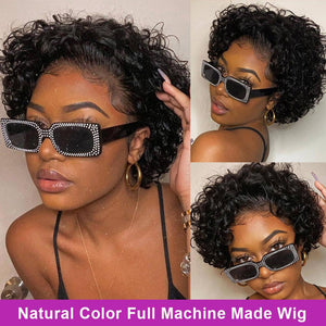 Brazilian Highlight Wig Jerry Curly Short Bob Wig 13x1 Frontal Wig Pixie Cut Wig Brown Colored Lace Front Human Hair Wigs Preplucked Wigs