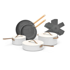 12pc Ceramic Non-Stick Cookware Set, White Icing, By Drew Barrymore Cooking Pots Set Cookware Set